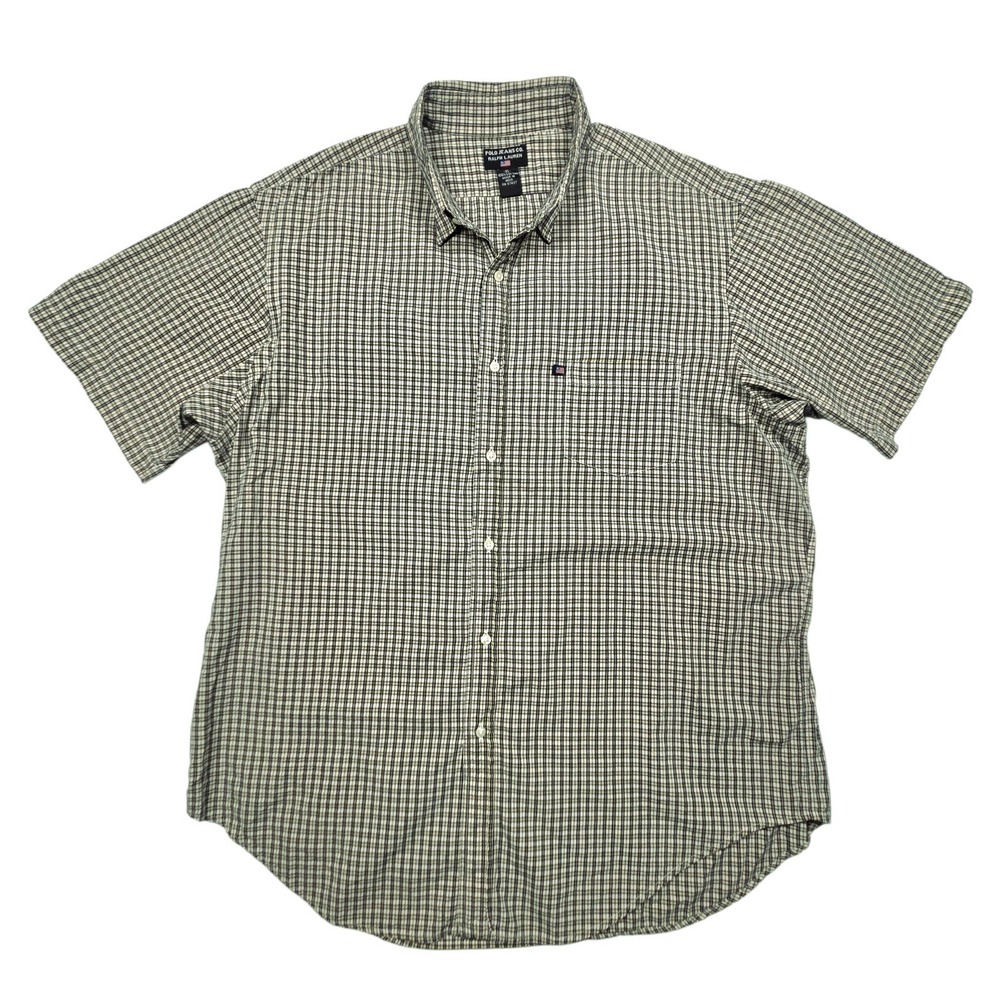 Vintage Polo Jeans Co Ralph Lauren Button Up Shirt Mens XL Green Yellow Plaid